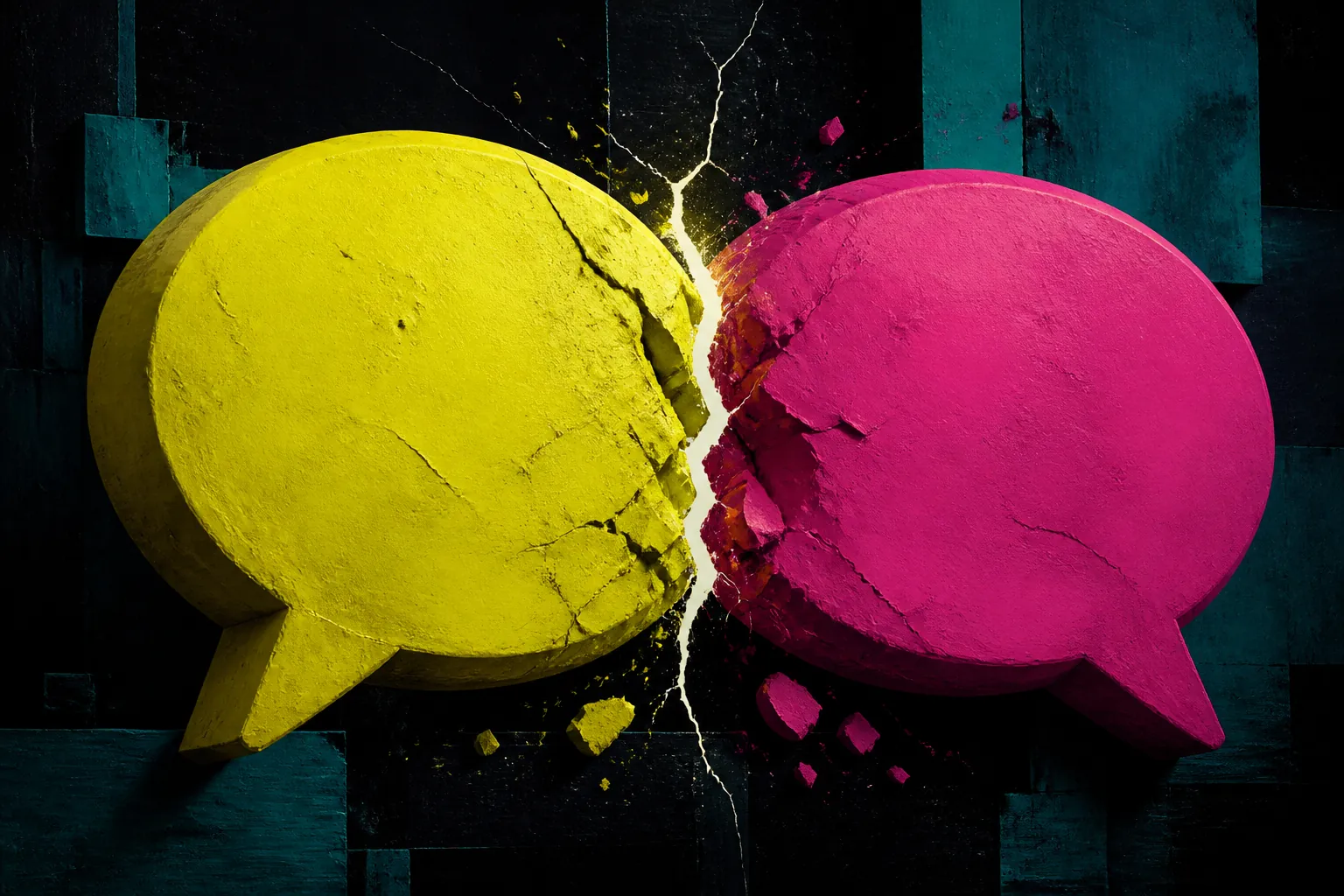 What is RCS: two colliding abstract message bubbles on a dark field